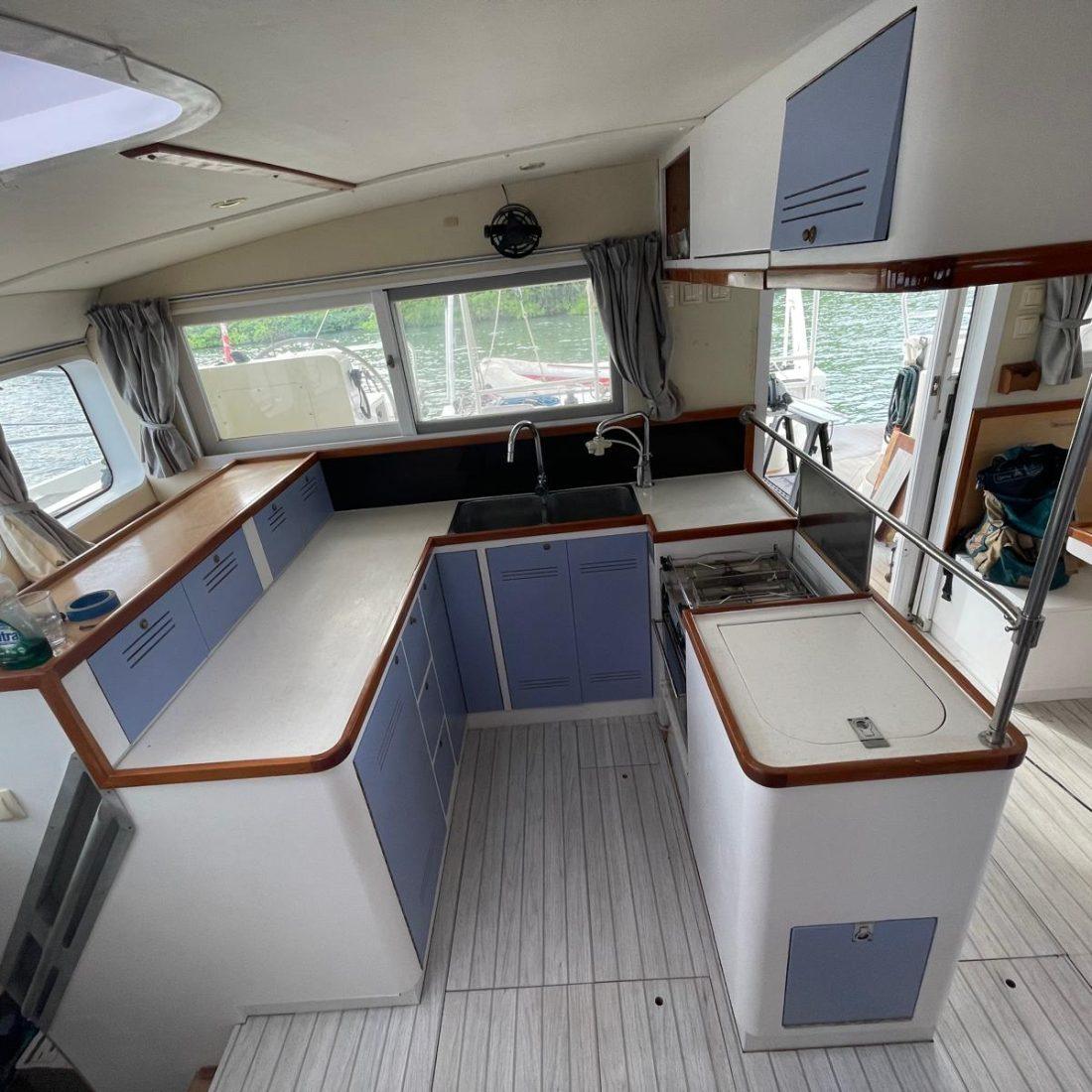 Finished galley and flooring organized and completed by Ocean Strider